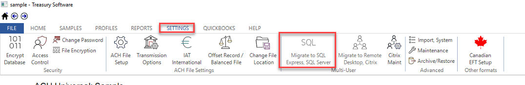 Treasury software could not open the file containing your data